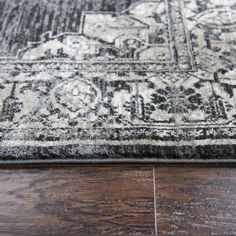Doon Central Medallion Gray Kitchen Hallway Runner Rug - LOOMLAN - LOOMLAN - Area Rugs
