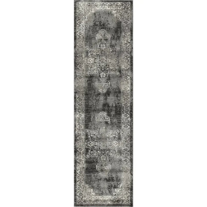 Doon Central Medallion Gray Kitchen Hallway Runner Rug - LOOMLAN - LOOMLAN - Area Rugs