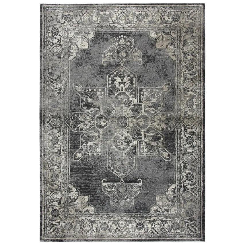 Doon Central Medallion Gray Kitchen Hallway Runner Rug - LOOMLAN - LOOMLAN - Area Rugs