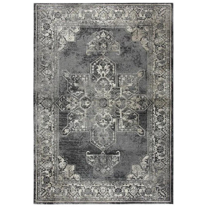 Doon Central Medallion Gray Kitchen Hallway Runner Rug - LOOMLAN - LOOMLAN - Area Rugs