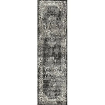 Doon Central Medallion Gray Kitchen Hallway Runner Rug - LOOMLAN - LOOMLAN - Area Rugs
