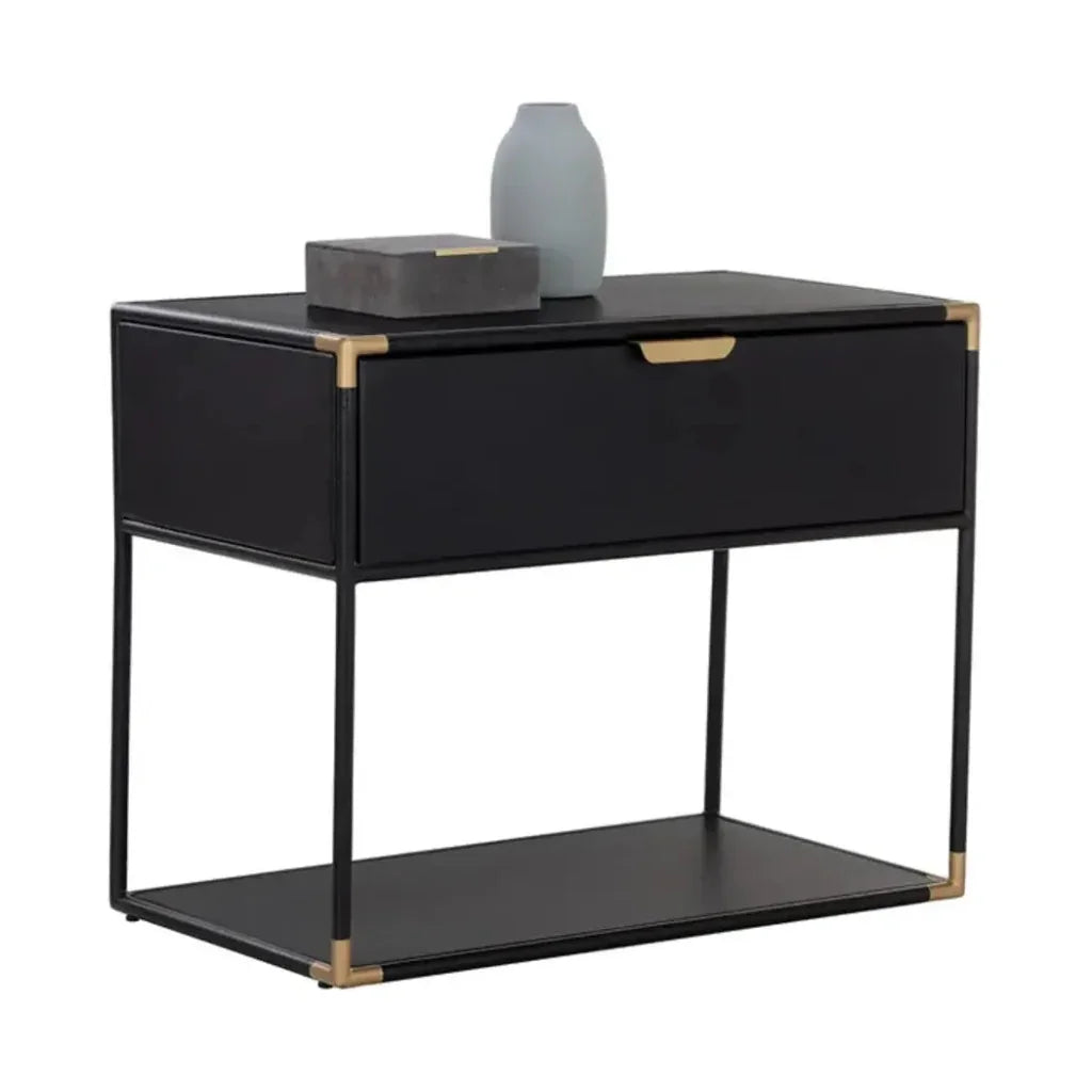Doone Iron Black Nightstand - LOOMLAN - SUNPAN - Nightstands