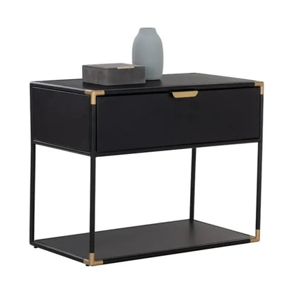 Doone Iron Black Nightstand - LOOMLAN - SUNPAN - Nightstands