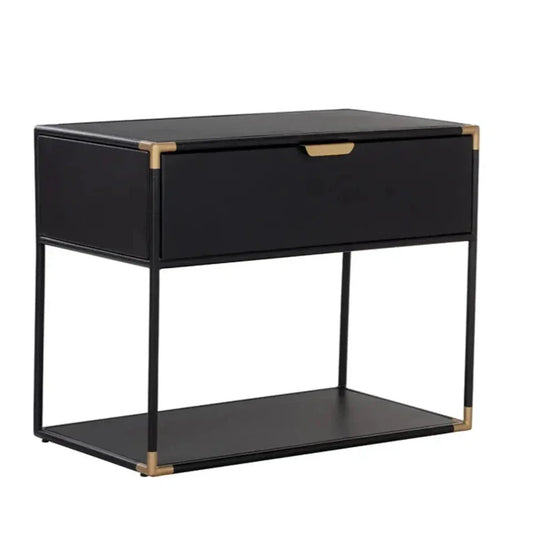 Doone Iron Black Nightstand - LOOMLAN - SUNPAN - Nightstands