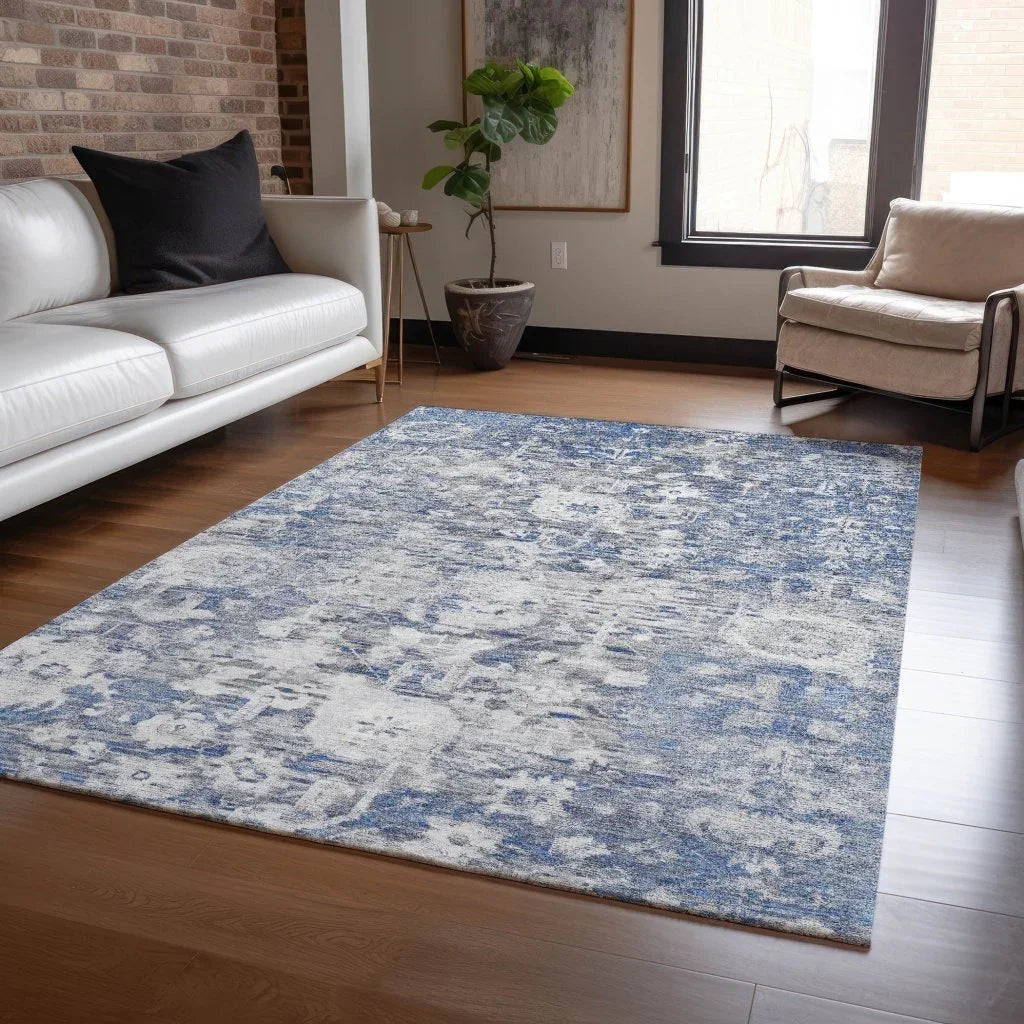 Dorana Blue Washable Indoor - Outdoor Rug - LOOMLAN - LOOMLAN Rugs - Outdoor Rugs