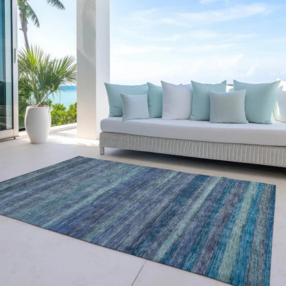 Doravine Blue Washable Indoor - Outdoor Rug - LOOMLAN - LOOMLAN Rugs - Outdoor Rugs