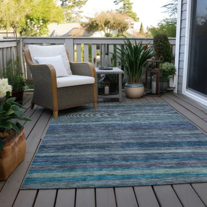 Doravine Blue Washable Indoor - Outdoor Rug - LOOMLAN - LOOMLAN Rugs - Outdoor Rugs