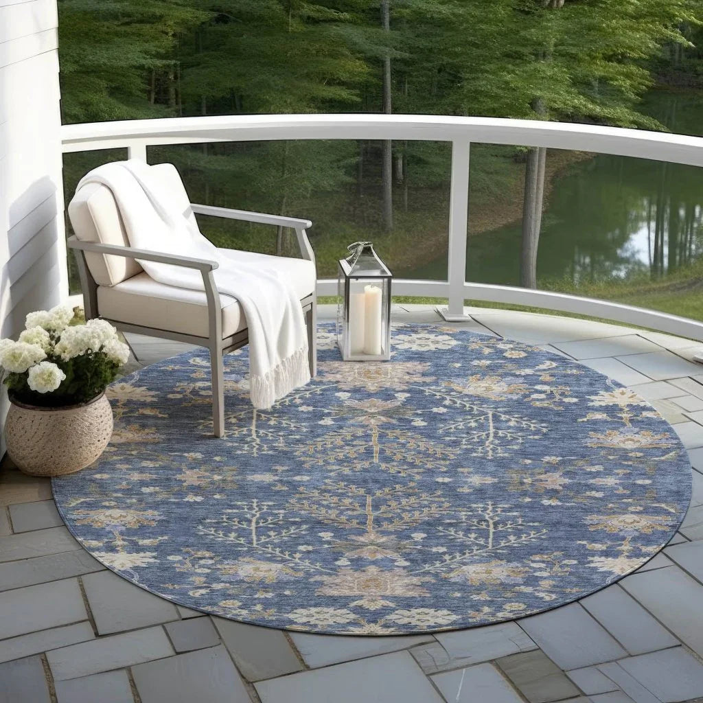 Doris Blue Washable Indoor - Outdoor Rug - LOOMLAN - LOOMLAN Rugs - Outdoor Rugs