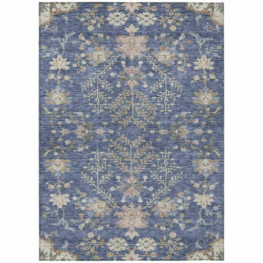 Doris Blue Washable Indoor - Outdoor Rug - LOOMLAN - LOOMLAN Rugs - Outdoor Rugs