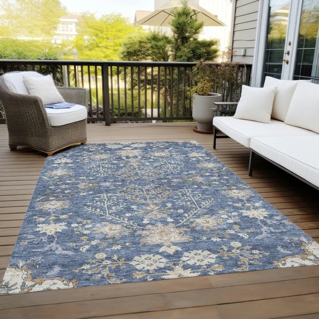 Doris Blue Washable Indoor - Outdoor Rug - LOOMLAN - LOOMLAN Rugs - Outdoor Rugs