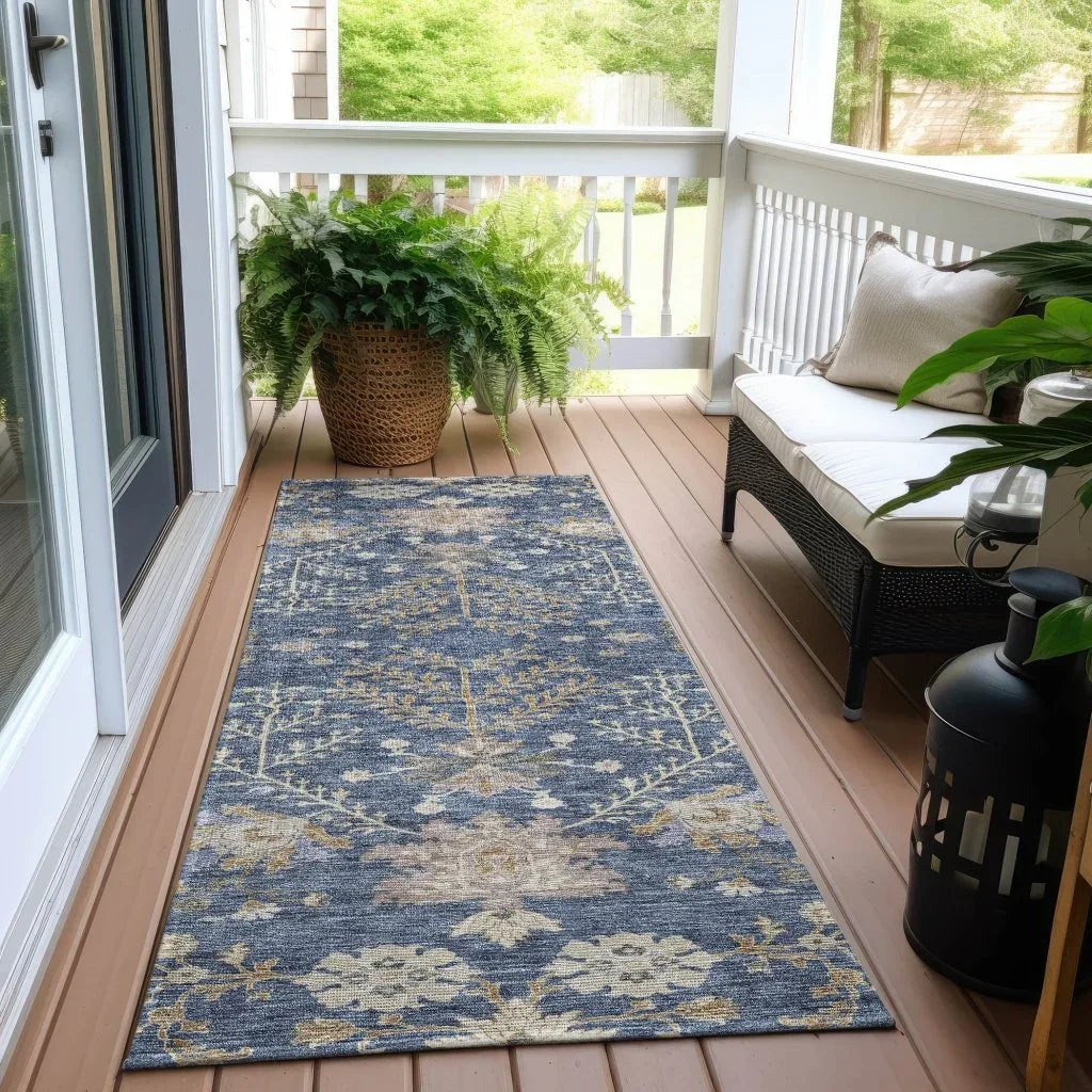 Doris Blue Washable Indoor - Outdoor Rug - LOOMLAN - LOOMLAN Rugs - Outdoor Rugs