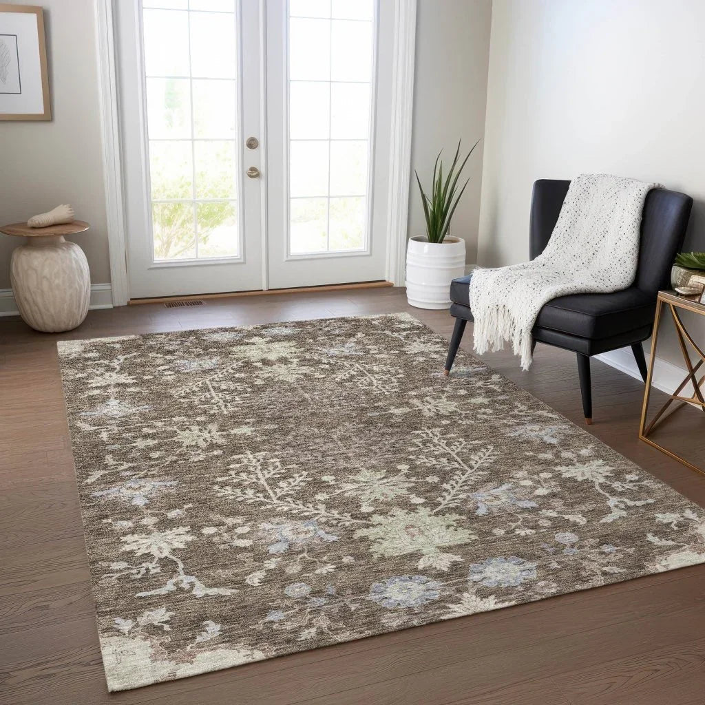 Doris Brown Washable Indoor - Outdoor Rug - LOOMLAN - LOOMLAN Rugs - Outdoor Rugs