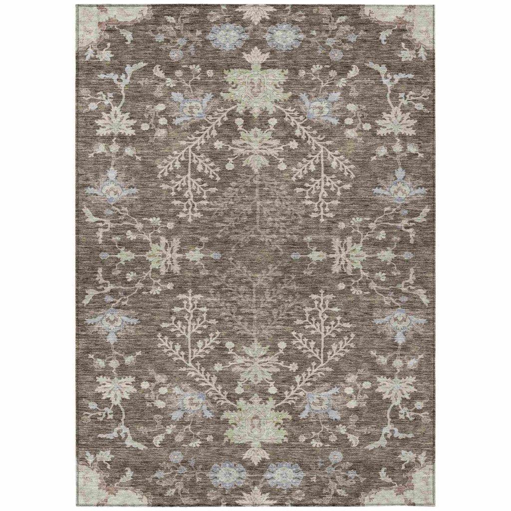 Doris Brown Washable Indoor - Outdoor Rug - LOOMLAN - LOOMLAN Rugs - Outdoor Rugs