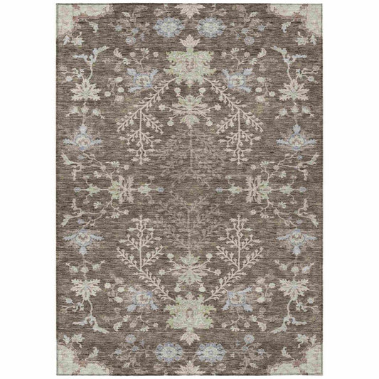 Doris Brown Washable Indoor - Outdoor Rug - LOOMLAN - LOOMLAN Rugs - Outdoor Rugs