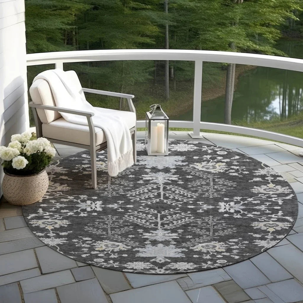 Doris Charcoal Washable Indoor - Outdoor Rug - LOOMLAN - LOOMLAN Rugs - Outdoor Rugs