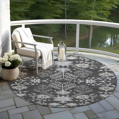 Doris Charcoal Washable Indoor - Outdoor Rug - LOOMLAN - LOOMLAN Rugs - Outdoor Rugs