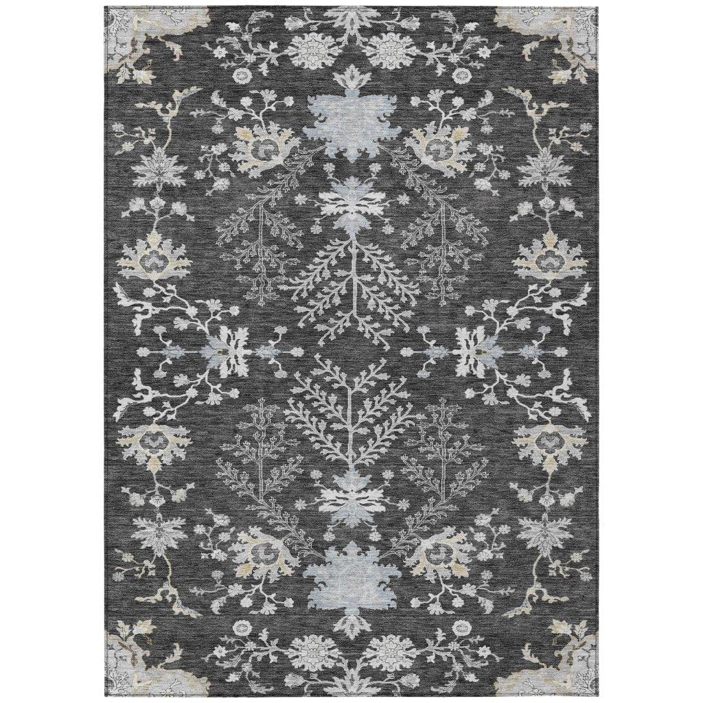 Doris Charcoal Washable Indoor - Outdoor Rug - LOOMLAN - LOOMLAN Rugs - Outdoor Rugs