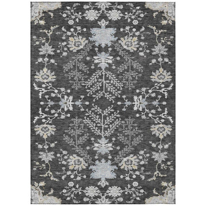 Doris Charcoal Washable Indoor - Outdoor Rug - LOOMLAN - LOOMLAN Rugs - Outdoor Rugs