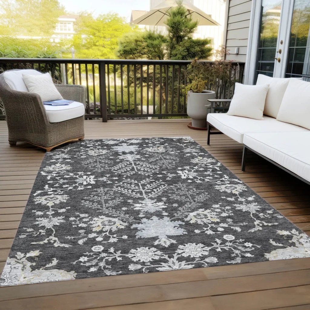 Doris Charcoal Washable Indoor - Outdoor Rug - LOOMLAN - LOOMLAN Rugs - Outdoor Rugs