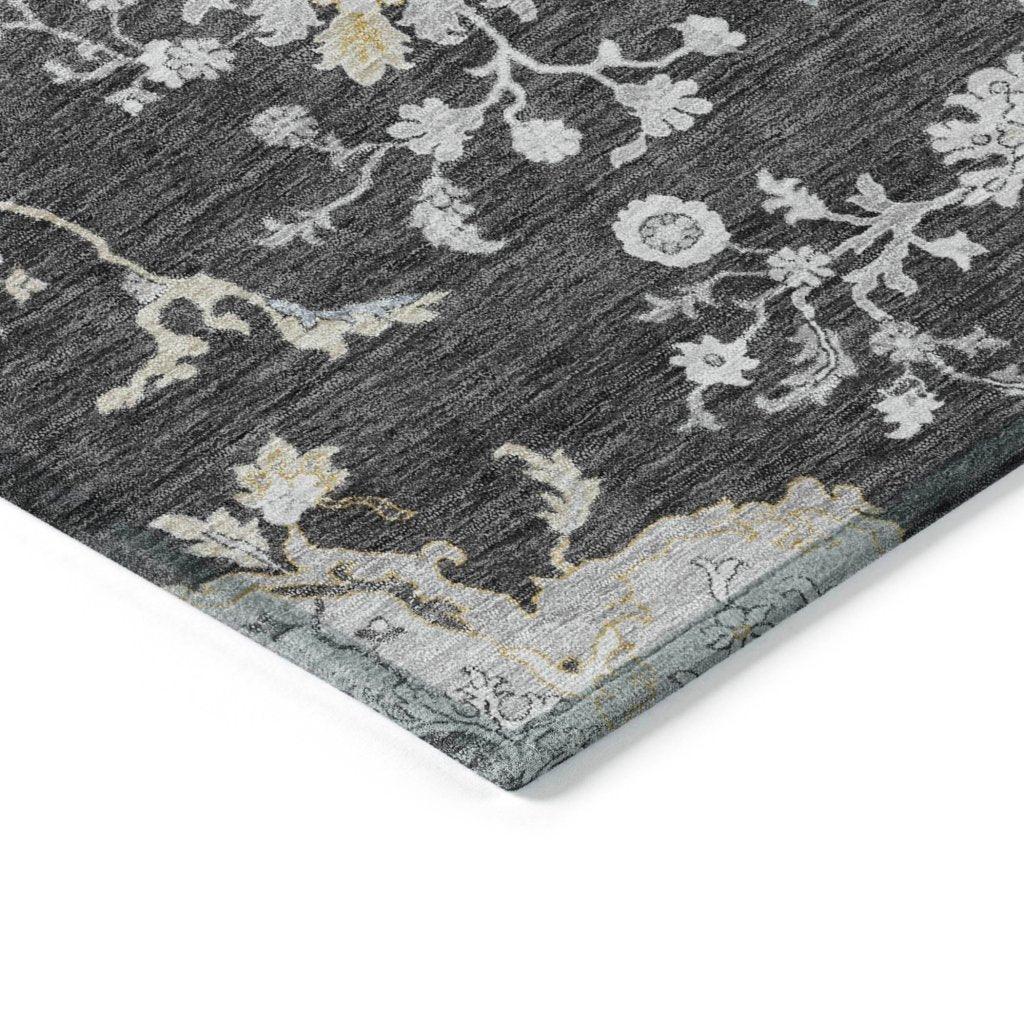 Doris Charcoal Washable Indoor - Outdoor Rug - LOOMLAN - LOOMLAN Rugs - Outdoor Rugs