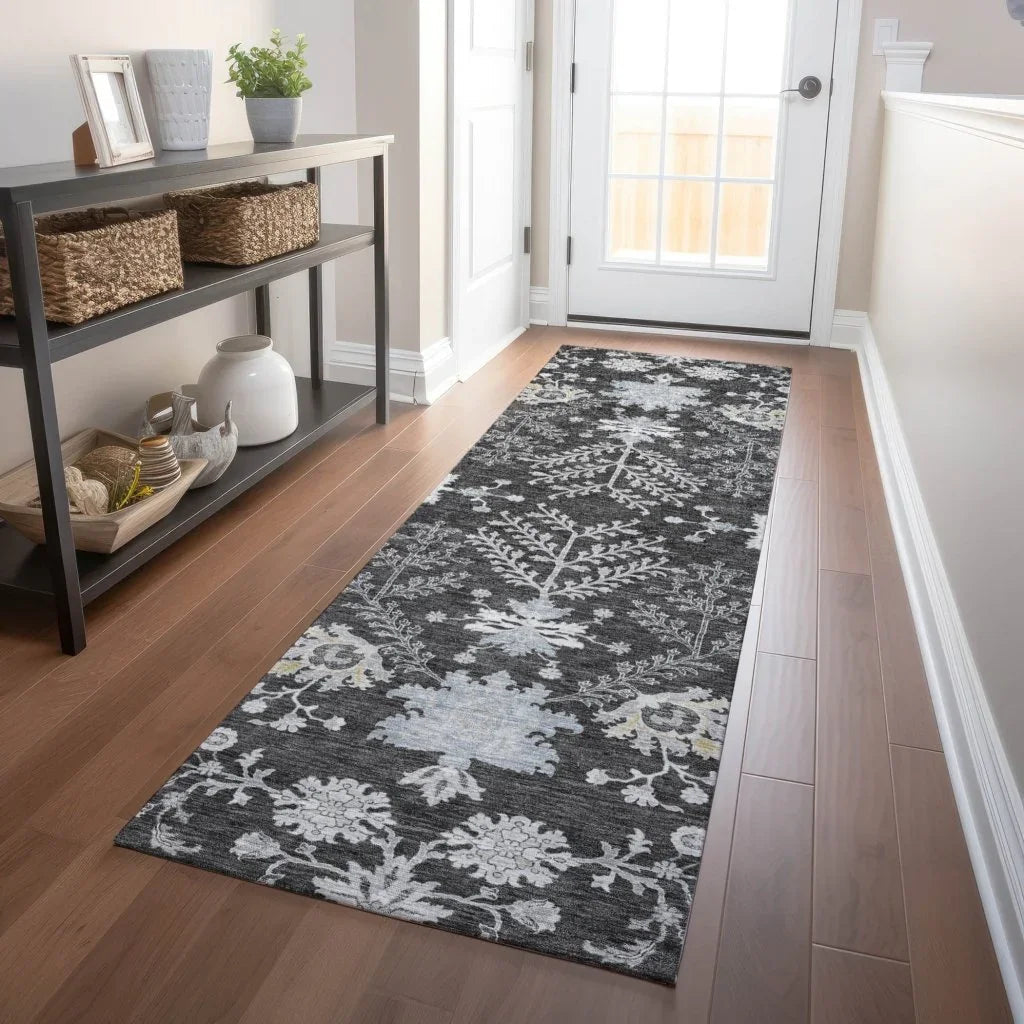 Doris Charcoal Washable Indoor - Outdoor Rug - LOOMLAN - LOOMLAN Rugs - Outdoor Rugs