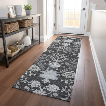 Doris Charcoal Washable Indoor - Outdoor Rug - LOOMLAN - LOOMLAN Rugs - Outdoor Rugs