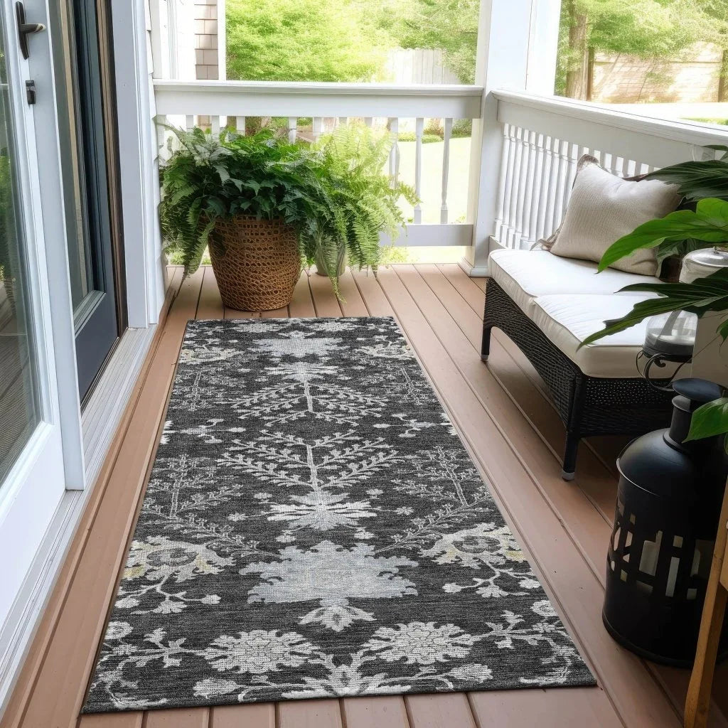 Doris Charcoal Washable Indoor - Outdoor Rug - LOOMLAN - LOOMLAN Rugs - Outdoor Rugs