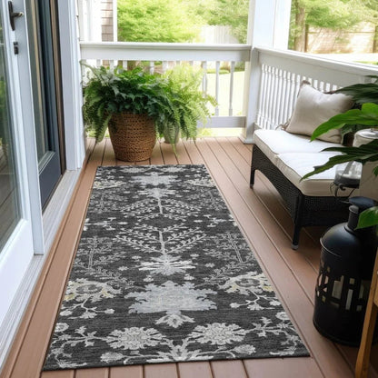 Doris Charcoal Washable Indoor - Outdoor Rug - LOOMLAN - LOOMLAN Rugs - Outdoor Rugs