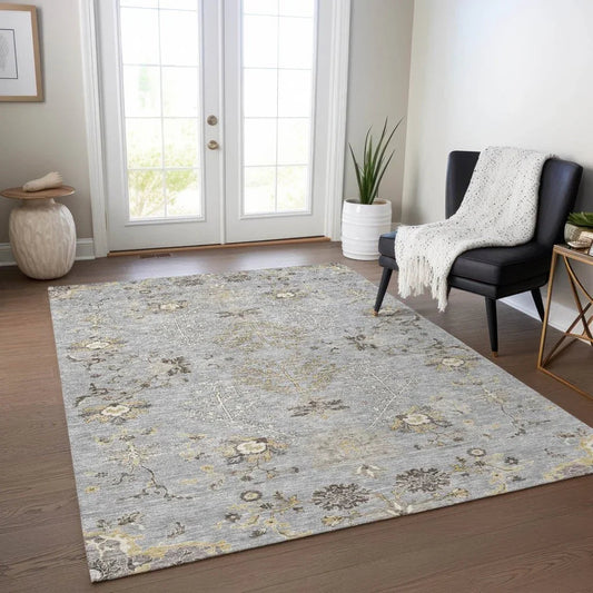 Doris Gray Washable Indoor - Outdoor Rug - LOOMLAN - LOOMLAN Rugs - Outdoor Rugs