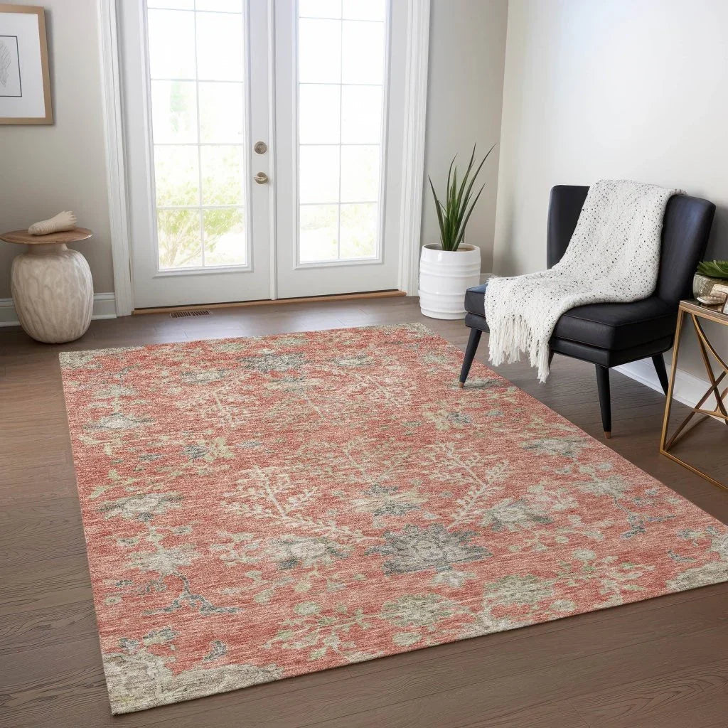 Doris Orange Washable Indoor - Outdoor Rug - LOOMLAN - LOOMLAN Rugs - Outdoor Rugs