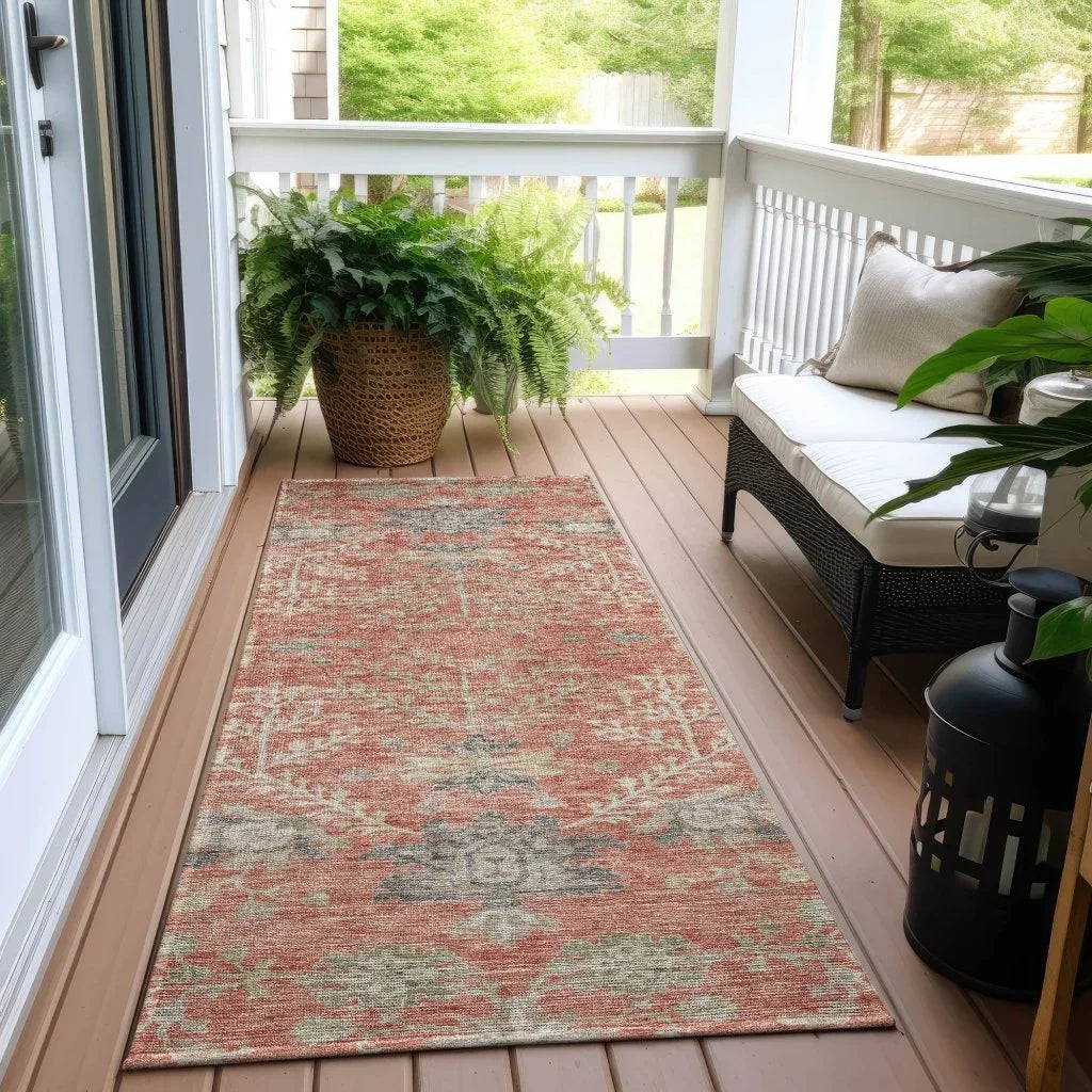 Doris Orange Washable Indoor - Outdoor Rug - LOOMLAN - LOOMLAN Rugs - Outdoor Rugs