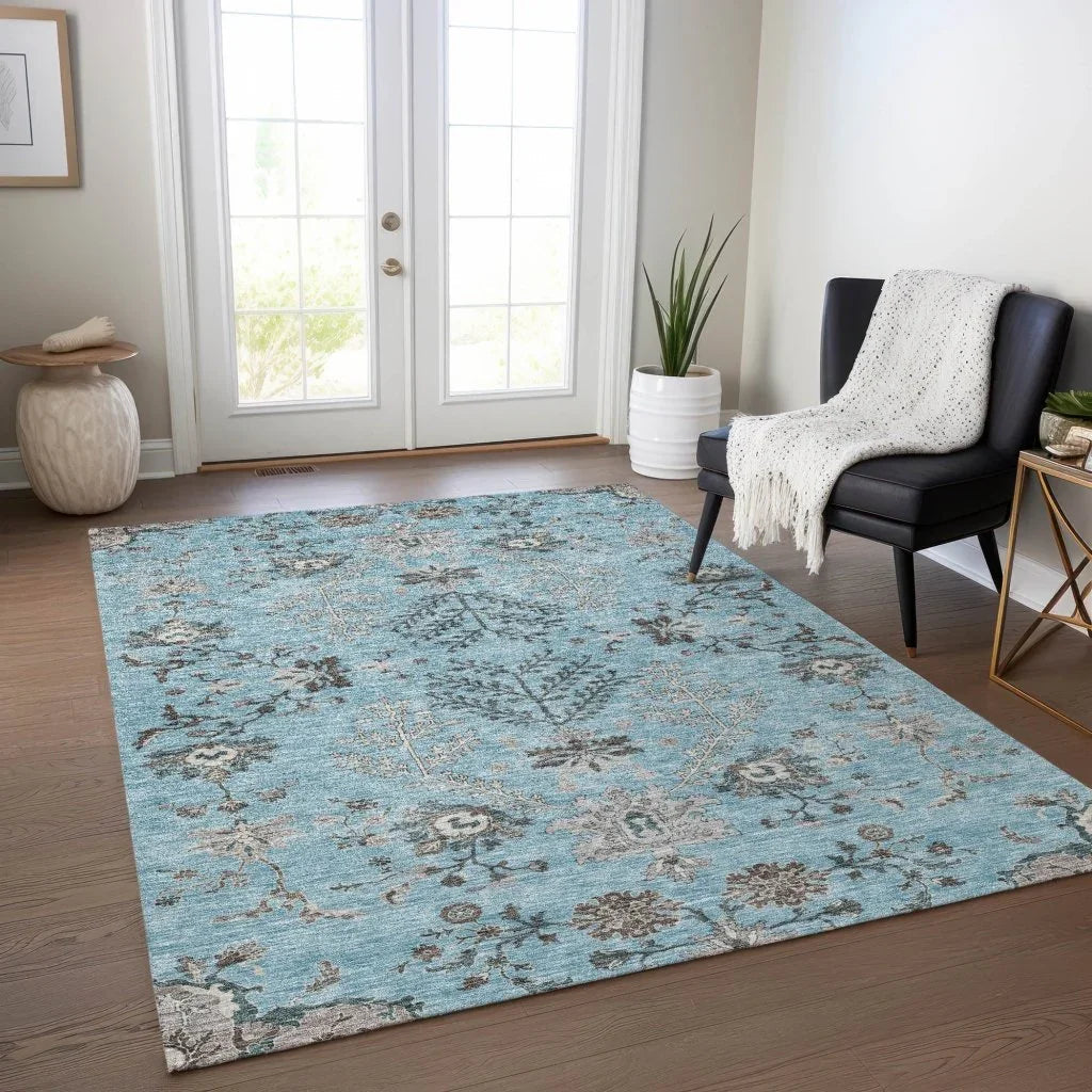 Doris Sky Washable Indoor - Outdoor Rug - LOOMLAN - LOOMLAN Rugs - Outdoor Rugs