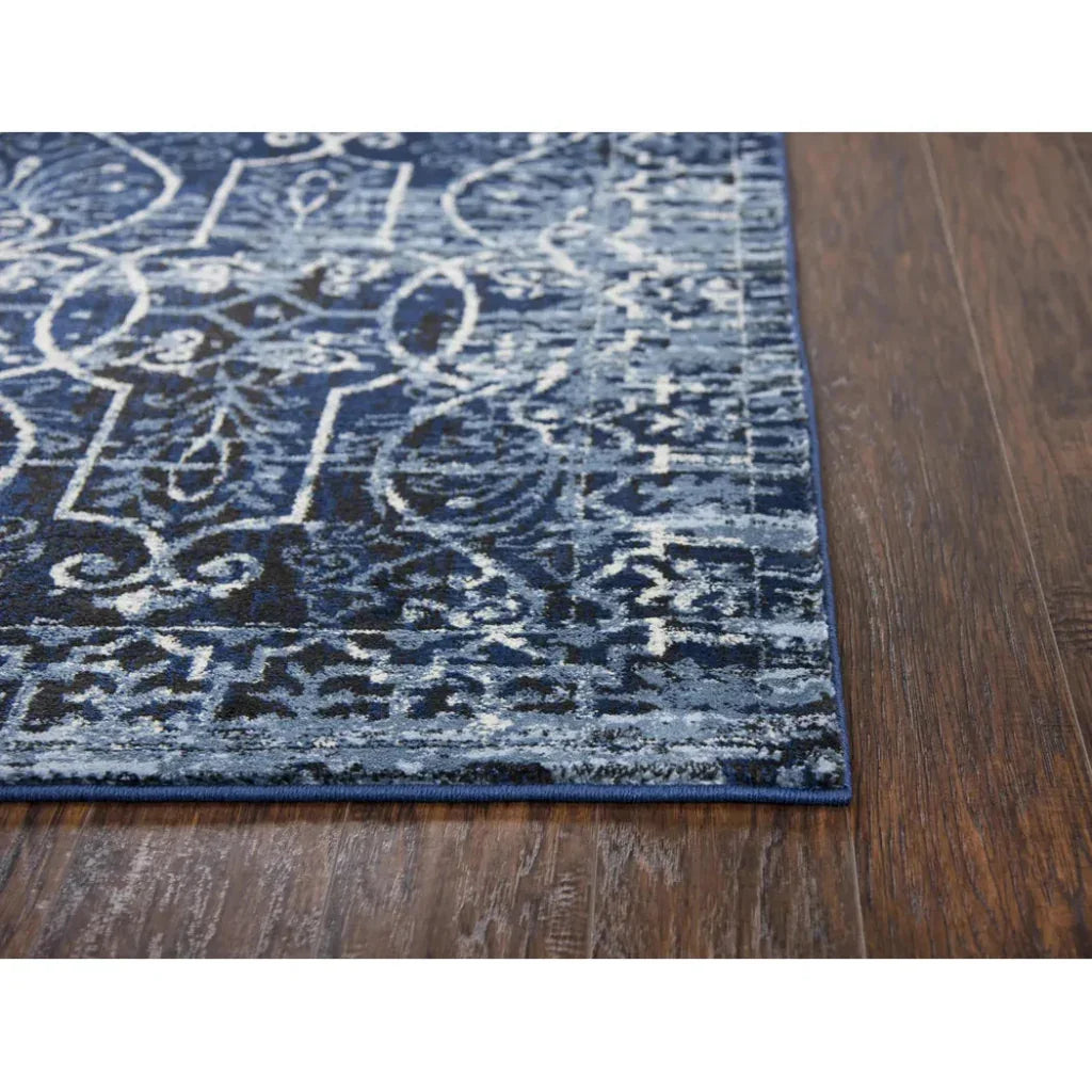 Dors Scroll Work Blue Kitchen Hallway Runner Rug - LOOMLAN - LOOMLAN - Area Rugs