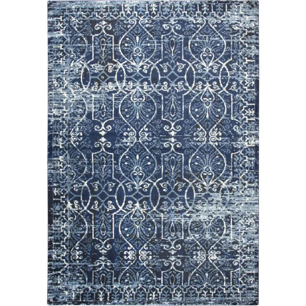 Dors Scroll Work Blue Kitchen Hallway Runner Rug - LOOMLAN - LOOMLAN - Area Rugs