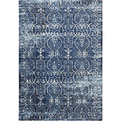 Dors Scroll Work Blue Kitchen Hallway Runner Rug - LOOMLAN - LOOMLAN - Area Rugs