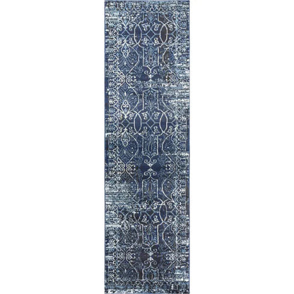 Dors Scroll Work Blue Kitchen Hallway Runner Rug - LOOMLAN - LOOMLAN - Area Rugs