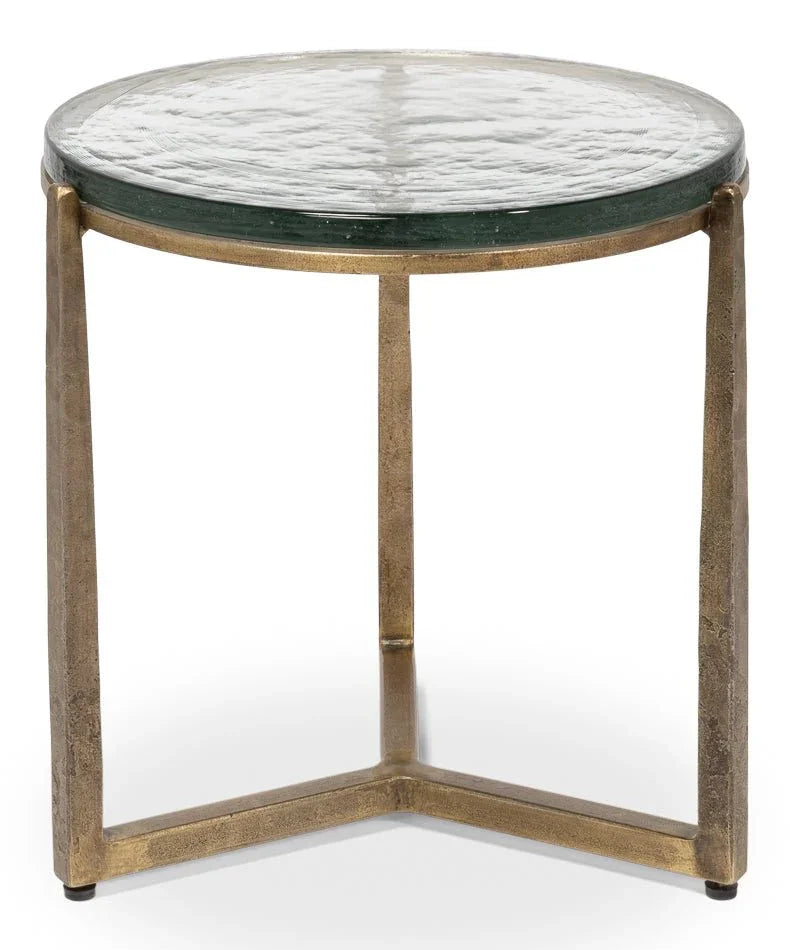 Dorsey Iron Framed Round Side Table - LOOMLAN - Sarreid - Side Tables