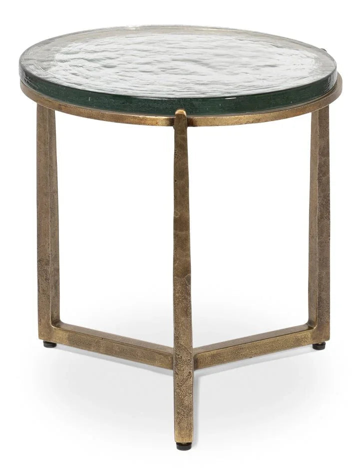 Dorsey Iron Framed Round Side Table - LOOMLAN - Sarreid - Side Tables