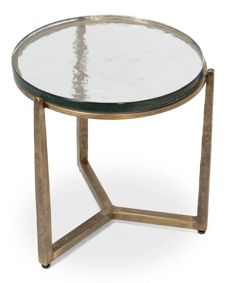 Dorsey Iron Framed Round Side Table - LOOMLAN - Sarreid - Side Tables