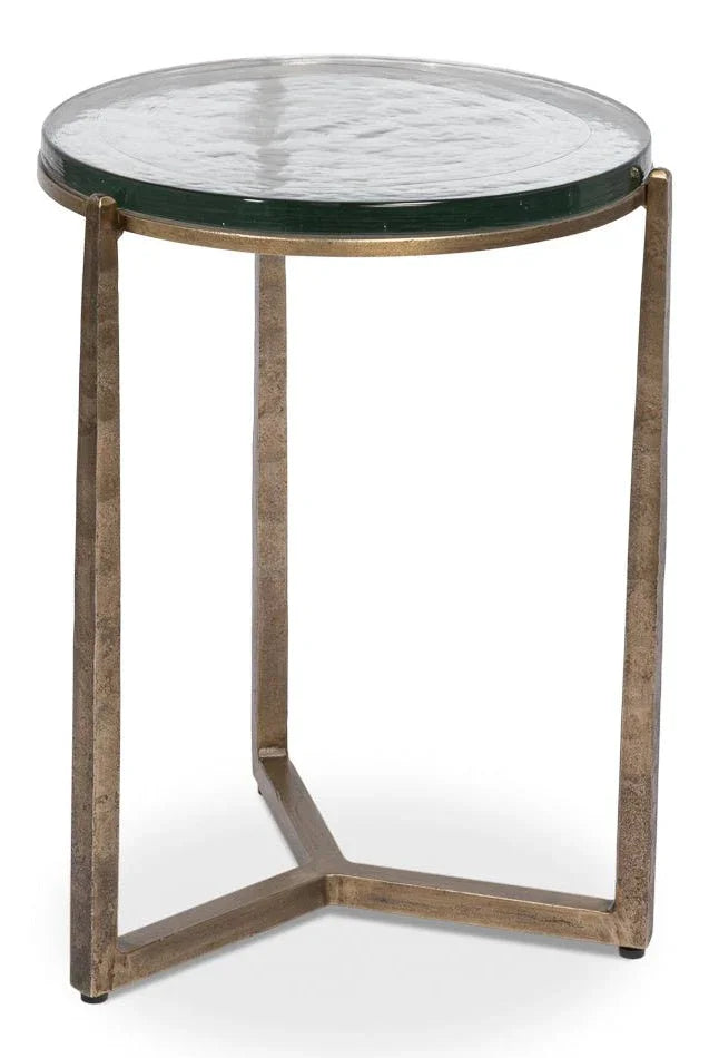 Dorsey Iron Framed Round Side Table - LOOMLAN - Sarreid - Side Tables