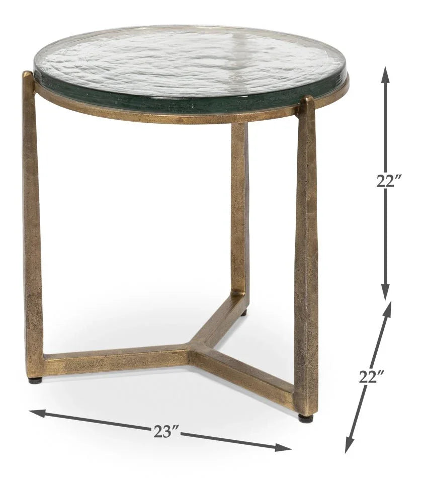 Dorsey Iron Framed Round Side Table - LOOMLAN - Sarreid - Side Tables