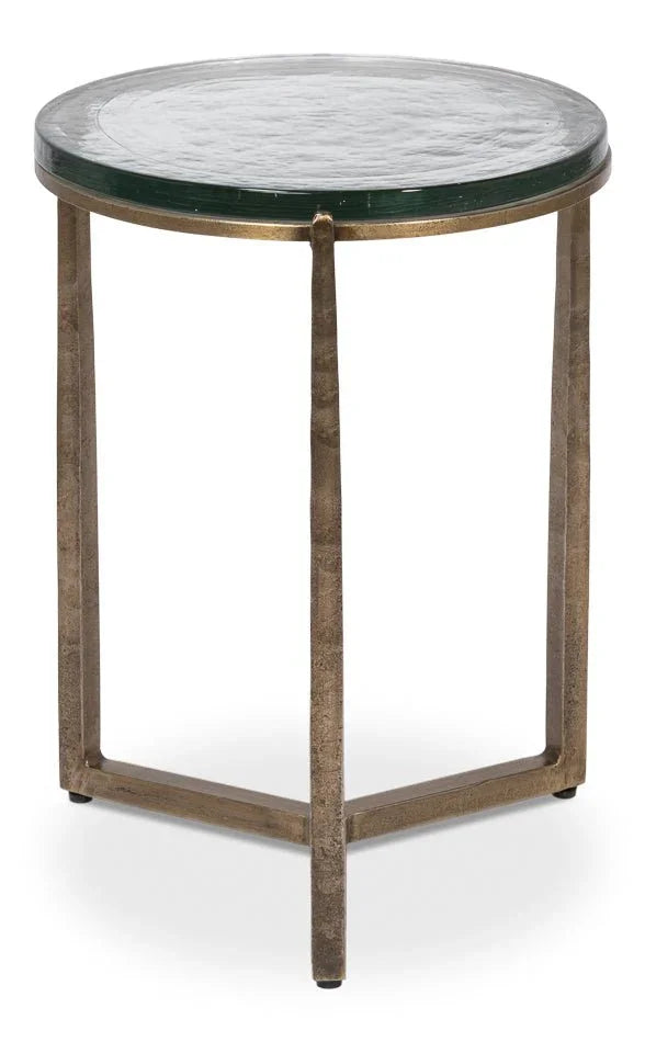 Dorsey Iron Framed Round Side Table - LOOMLAN - Sarreid - Side Tables