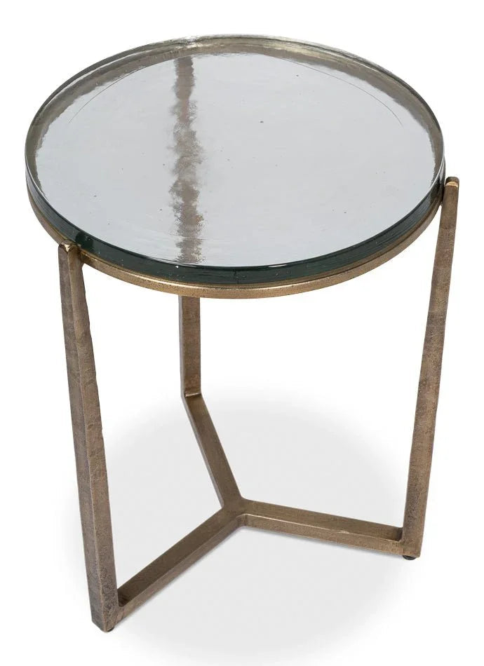 Dorsey Iron Framed Round Side Table - LOOMLAN - Sarreid - Side Tables