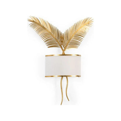 Double Palm Design Golden Wall Sconce - LOOMLAN - Chelsea House - Wall Sconces