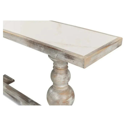 Double Pedestal Console Table White Solid Wood - LOOMLAN - Sarreid - Console Tables