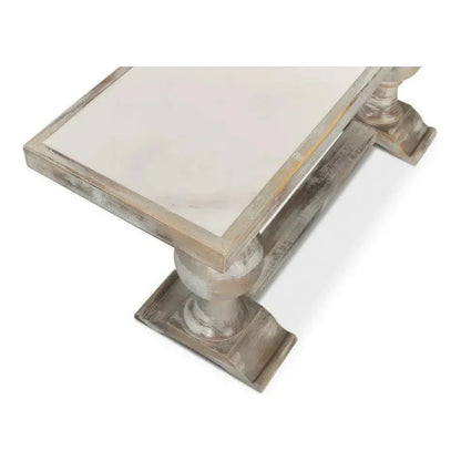 Double Pedestal Console Table White Solid Wood - LOOMLAN - Sarreid - Console Tables