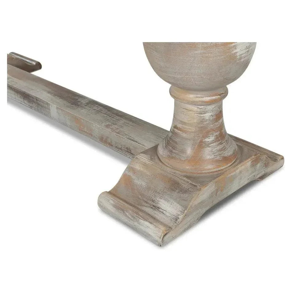 Double Pedestal Console Table White Solid Wood - LOOMLAN - Sarreid - Console Tables