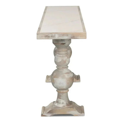 Double Pedestal Console Table White Solid Wood - LOOMLAN - Sarreid - Console Tables