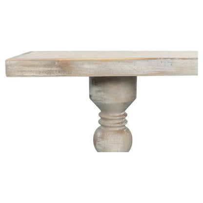 Double Pedestal Console Table White Solid Wood - LOOMLAN - Sarreid - Console Tables