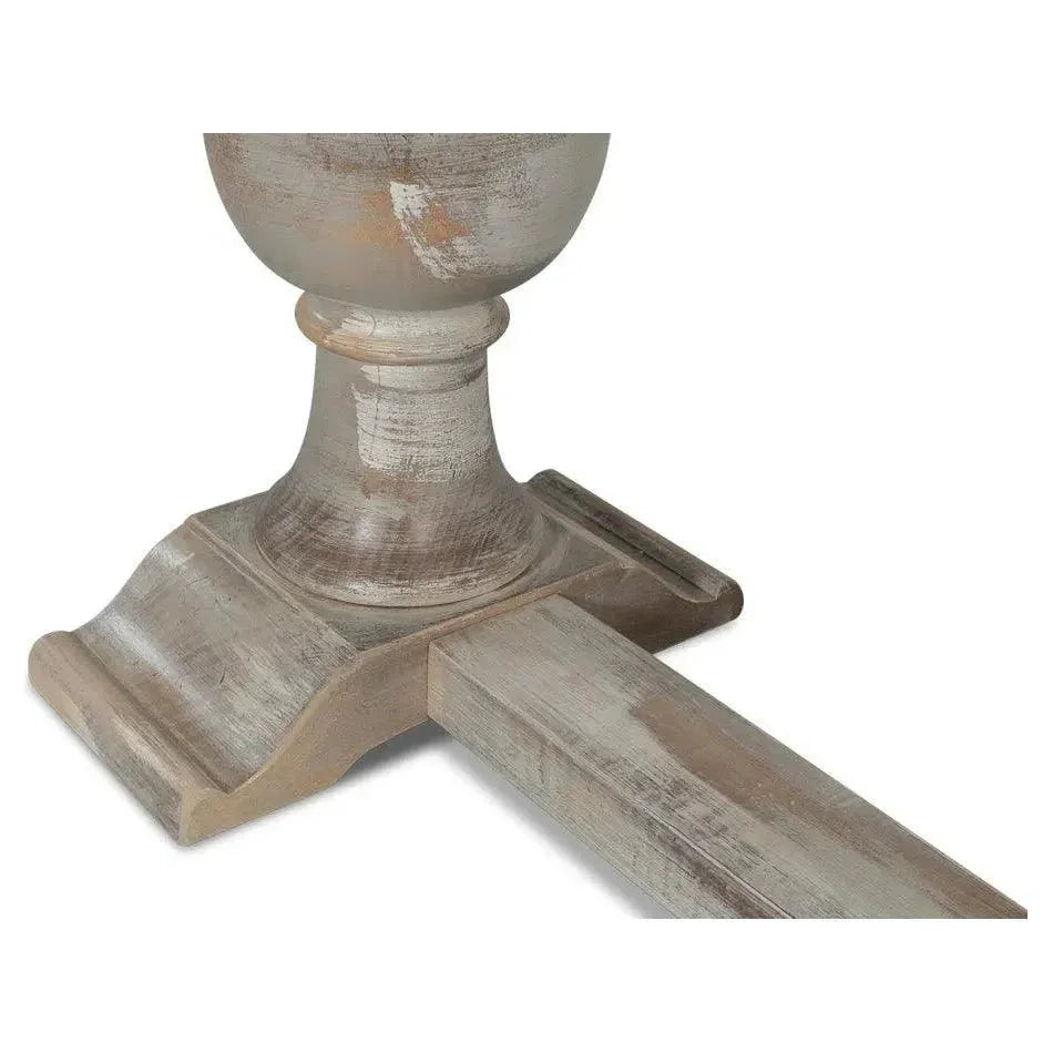 Double Pedestal Console Table White Solid Wood - LOOMLAN - Sarreid - Console Tables